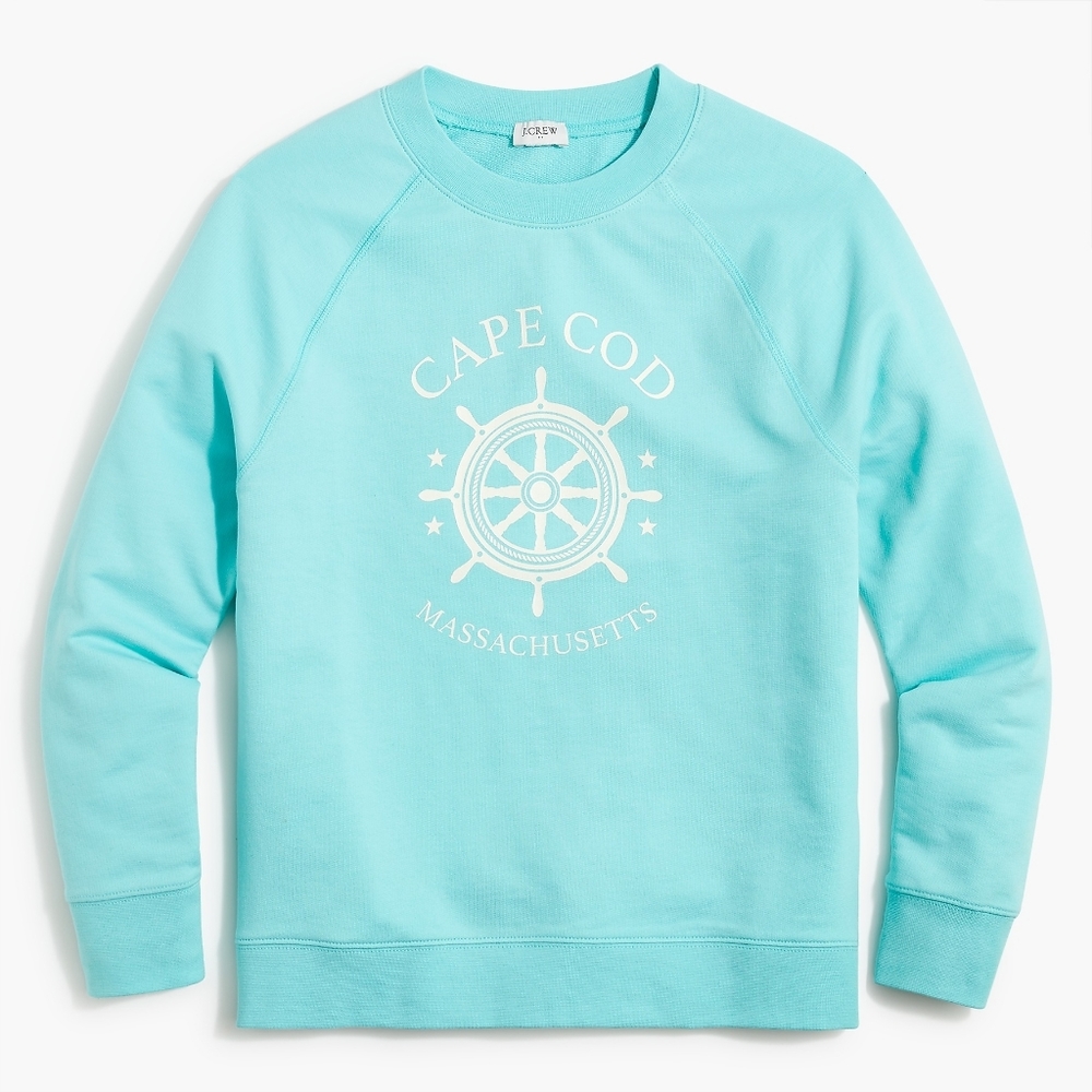 New! J. Crew sz S, M, L, XL Cape Cod Aqua Blue Pullover Sweatshirt NWT - Picture 3 of 3